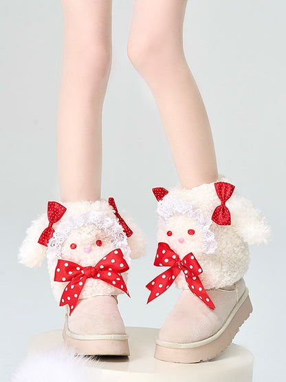 Red/Pink Lolita Bowknot Bunny Leg Warmers