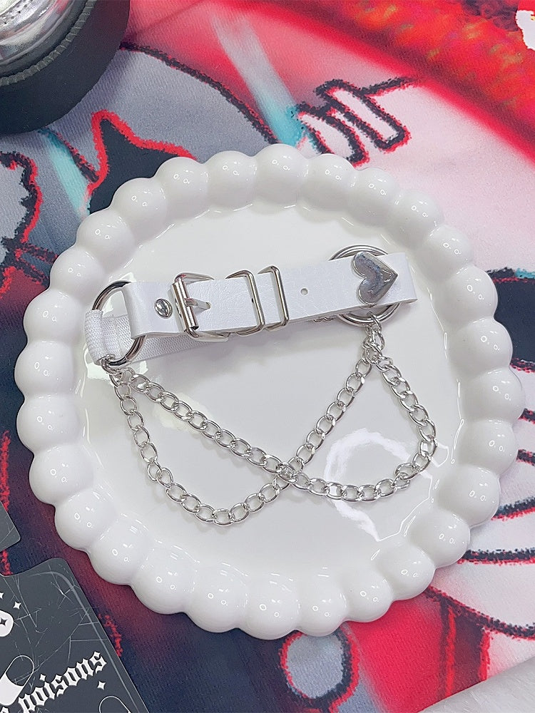 Black/White Y2K Heart Decorated Chain Charm Arm Ring