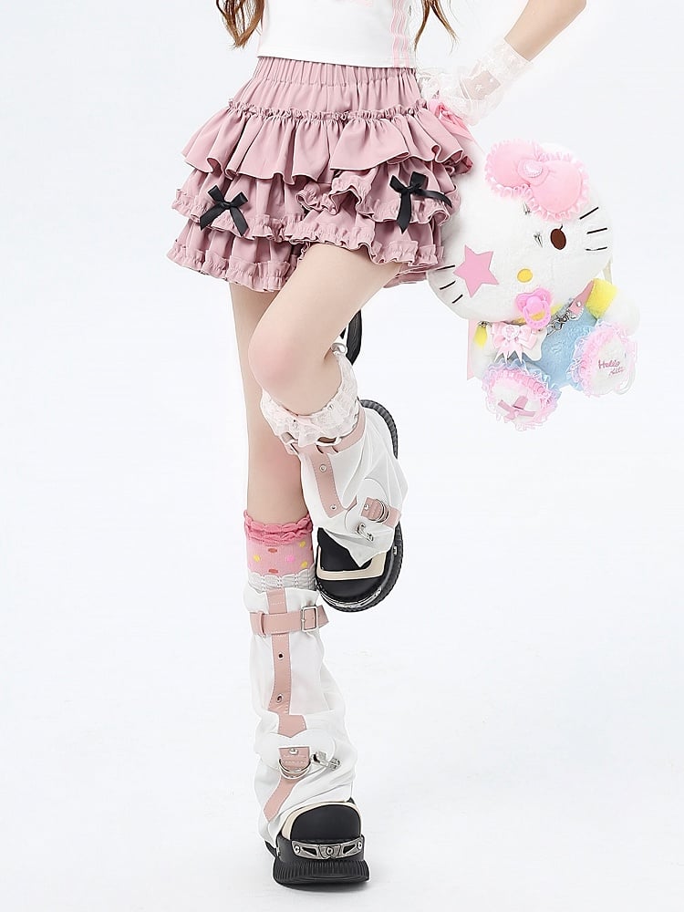 Pink Sweet Bowknots Tiered Skirt with Free Big Bow