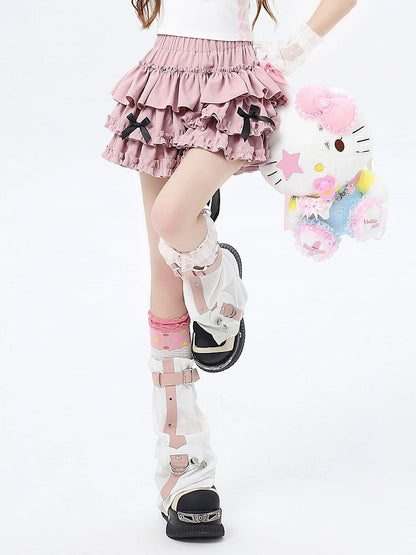 Pink Sweet Bowknots Tiered Skirt with Free Big Bow