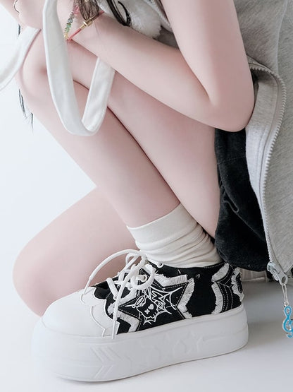Black Y2K Star Applique Platform Sneakers