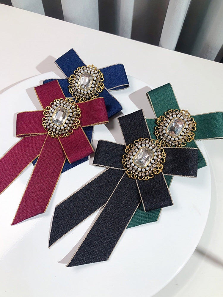 8 Options Preppy Style Rhinestone Decorated Bow Tie