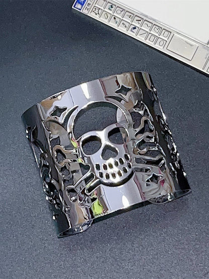 Silver/Black Y2K Punk Skull Hollowed-out Bracelet