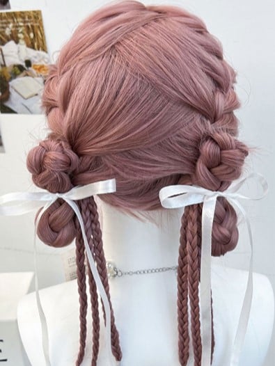 Pink Braided Synthetic Wig
