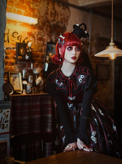 Moth Embroidery Black and Red Hairclip/Brooch