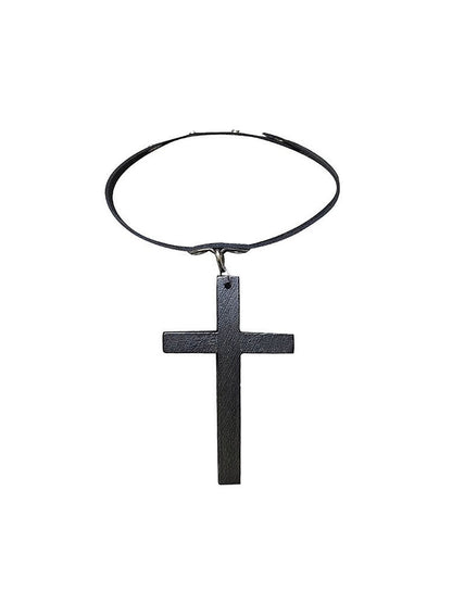 Black Punk Cross PU Choker