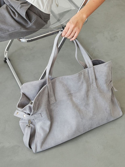 Minimalist Grey One-Shoulder Tote Bag With Zipper Closure