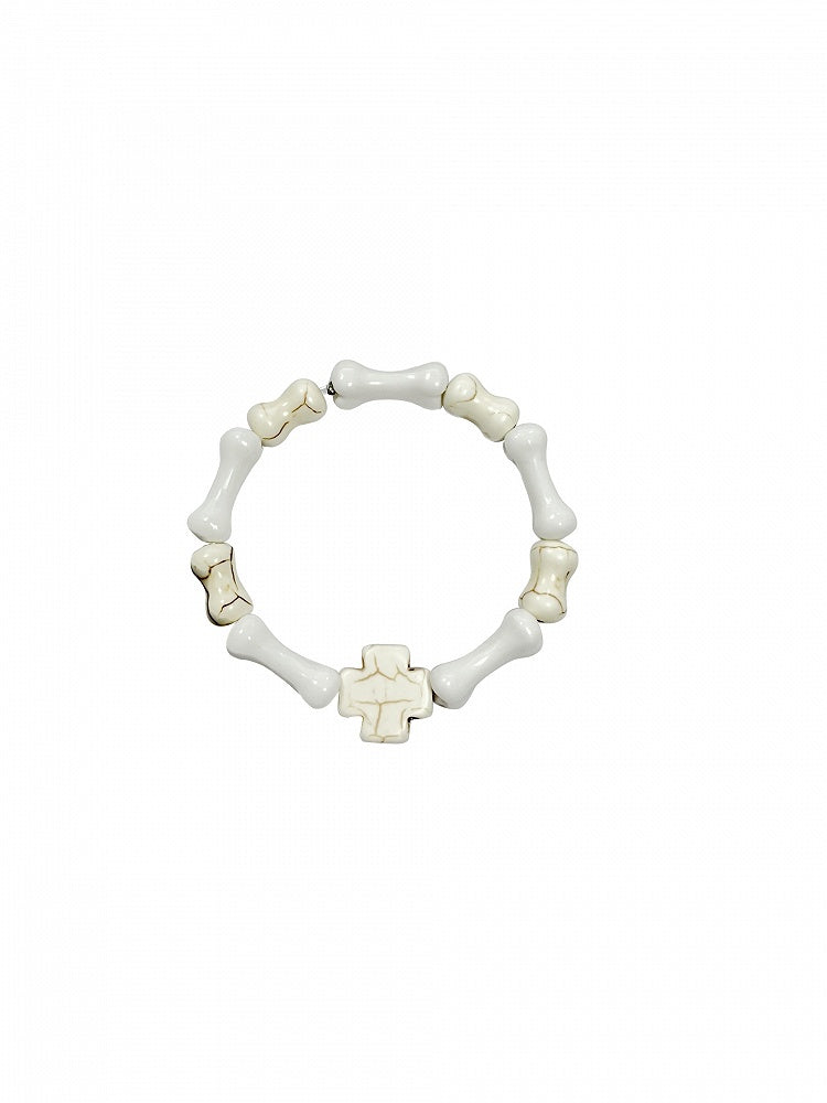 Halloween White Punk Cross Bones Bracelet