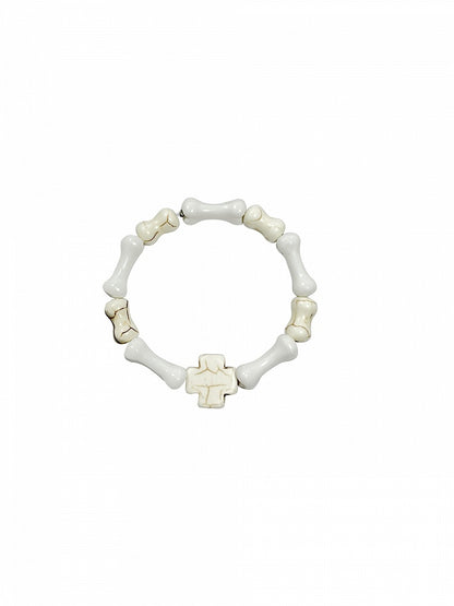 Halloween White Punk Cross Bones Bracelet
