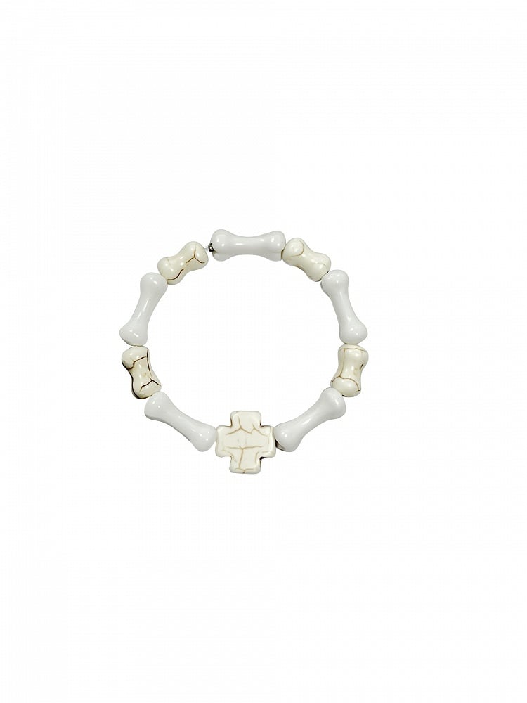 Halloween White Punk Cross Bones Bracelet