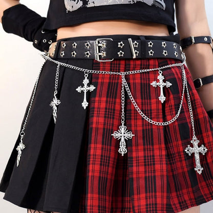 Black Y2K Star Details Waist Belt