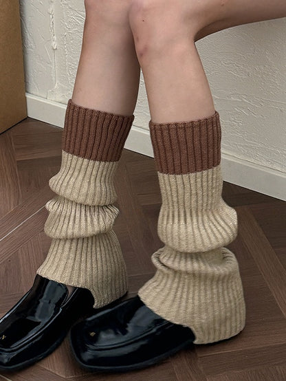 White/Khaki/Dark Blue/Dark Grey/Dark Red/Coffee Knitted Leg Warmers