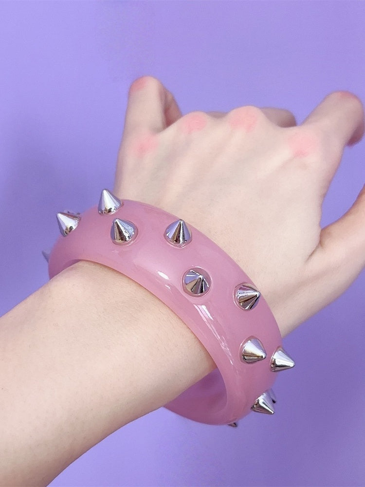 Y2K Black/White/Red/Pink/Transparent Punk Studs Bracelet