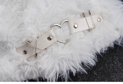 White Gothic Studs and Pins Bunny Ear Plush Hat