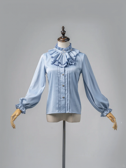 Blue and White Prince Ouji Lolita Outfit - Blue Shirt + White Cape + White High Waist Shorts