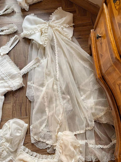 Creamy Big Bow Head Veil