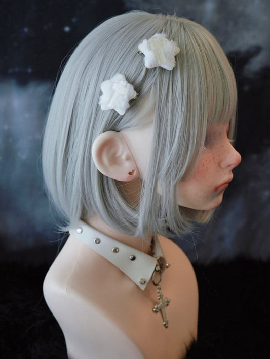 White Handmade Plush Cross Star-shaped Hairclips