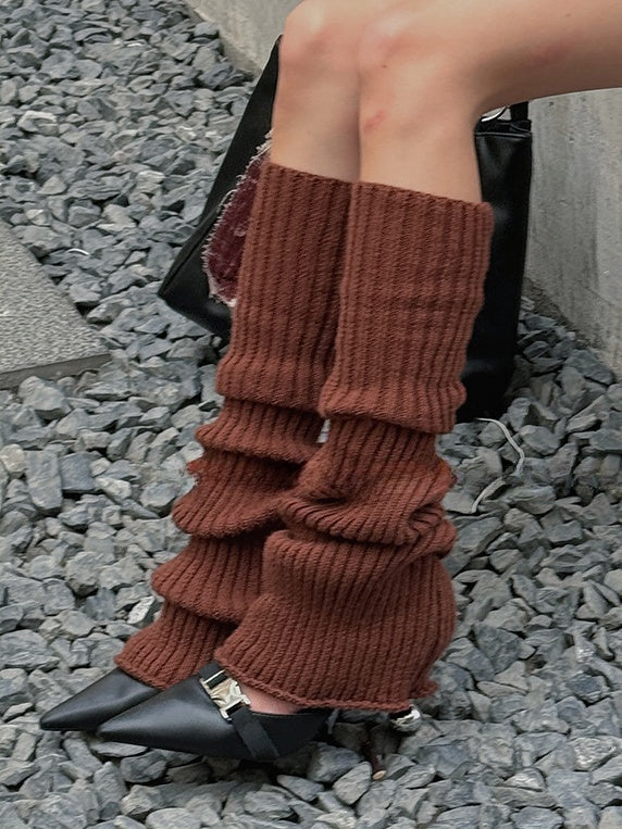 Off-white/Apricot/Red/Coffee/Dusty Purple/Black Knitted Leg Warmers