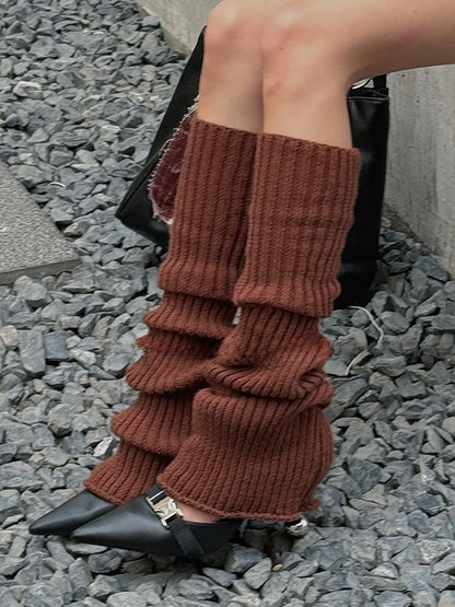 Off-white/Apricot/Red/Coffee/Dusty Purple/Black Knitted Leg Warmers
