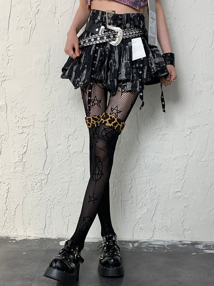 Black Y2K Star Pattern Tights