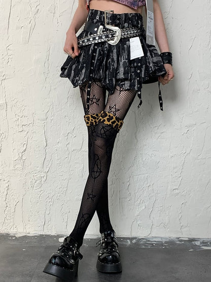 Black Y2K Star Pattern Tights