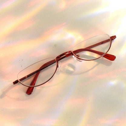 Wine Red Cyberpunk Semi-rimless Glasses