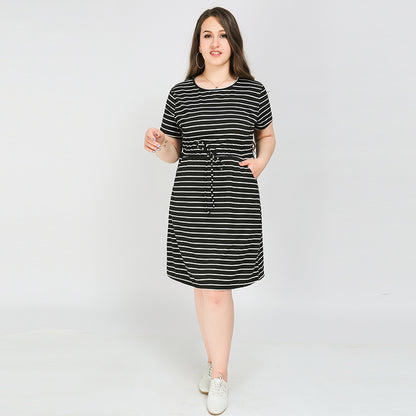 Striped Waist Drawstring Dress