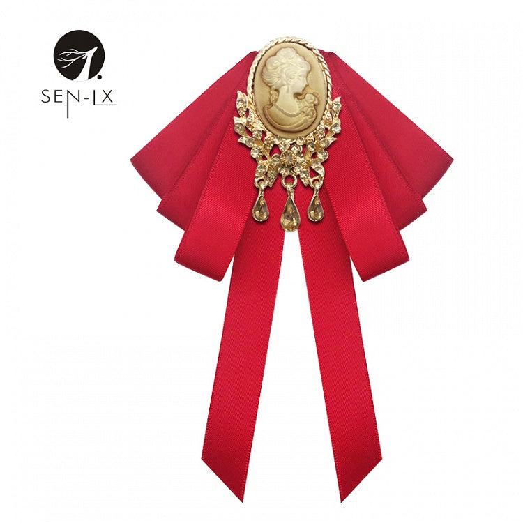 British Vintage Beauty Head Bow Brooch