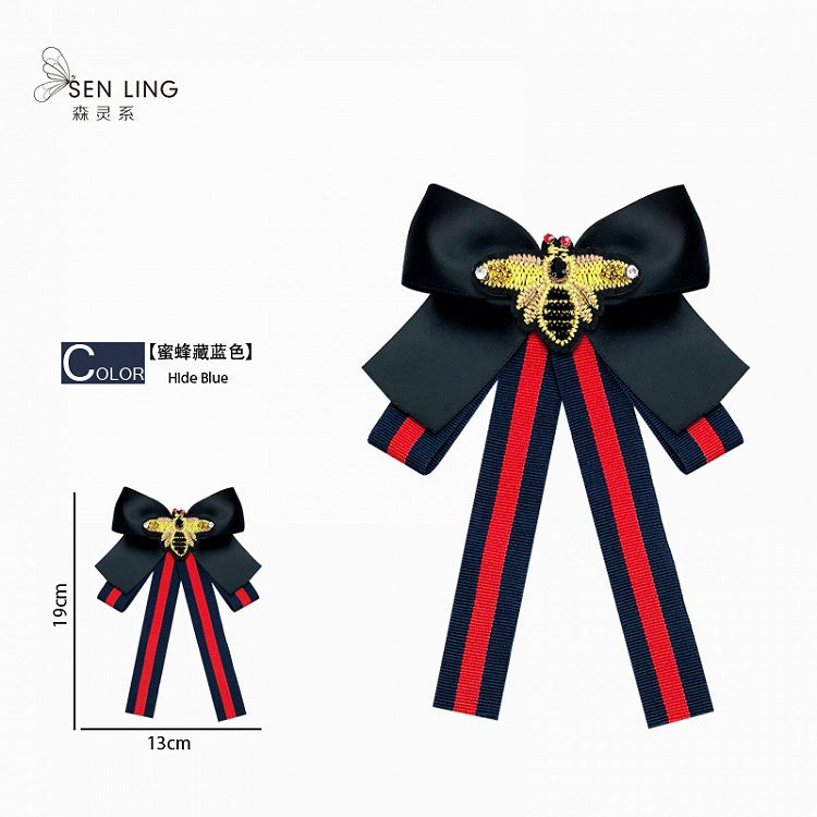 Little Bee Striped Bow Pin Bow Tie