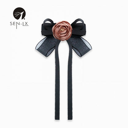 Rose Flower Streamer Bow Tie