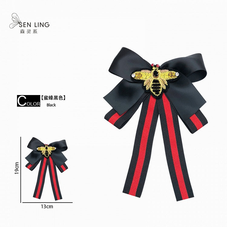 Little Bee Striped Bow Pin Bow Tie