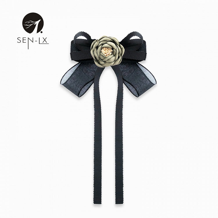 Rose Flower Streamer Bow Tie