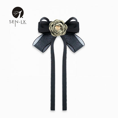 Rose Flower Streamer Bow Tie