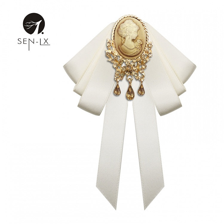 British Vintage Beauty Head Bow Brooch