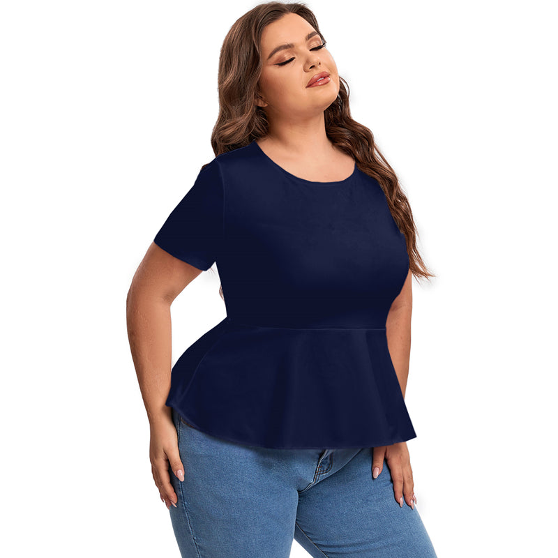 OL ruffle top back button T-shirt