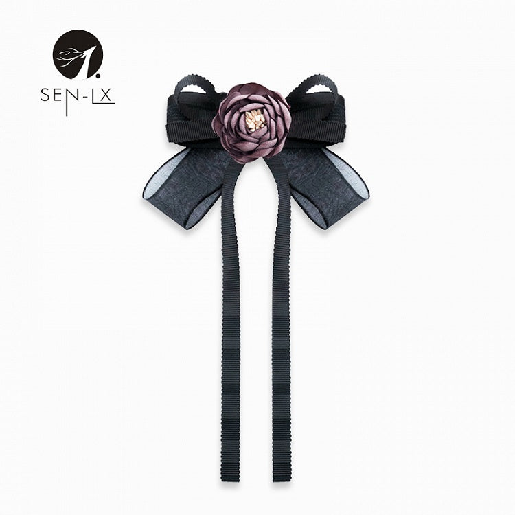 Rose Flower Streamer Bow Tie