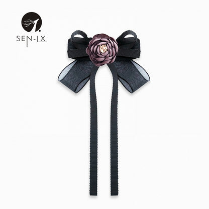 Rose Flower Streamer Bow Tie