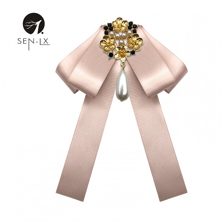 Baroque Antique Pearl Bow Fabric Brooch