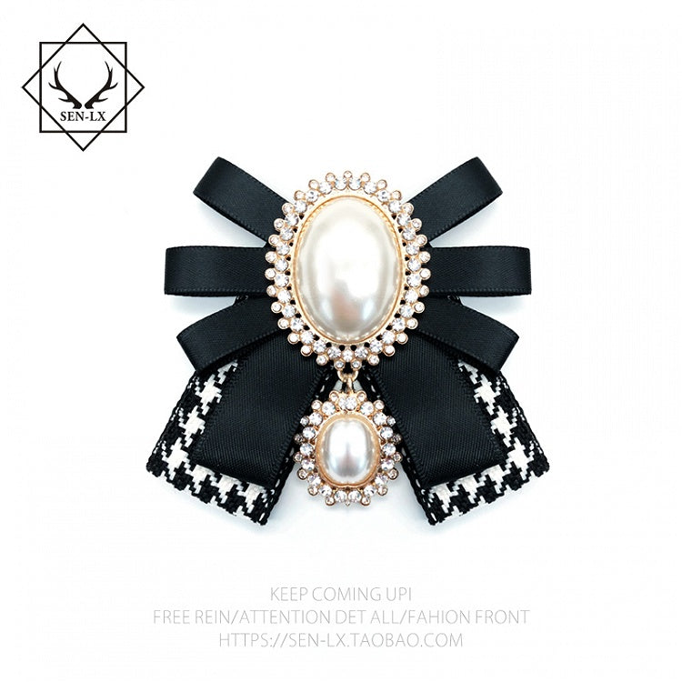 Vintage Pearl Bow Tie Brooch