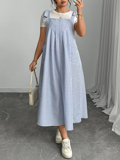 Summer Plus Size Women Stylish Solid Color Suspender Dresses