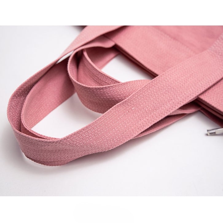 Small-Sized Chic Pink Double-Handle Canvas Tote Bag with Ruffle Accents