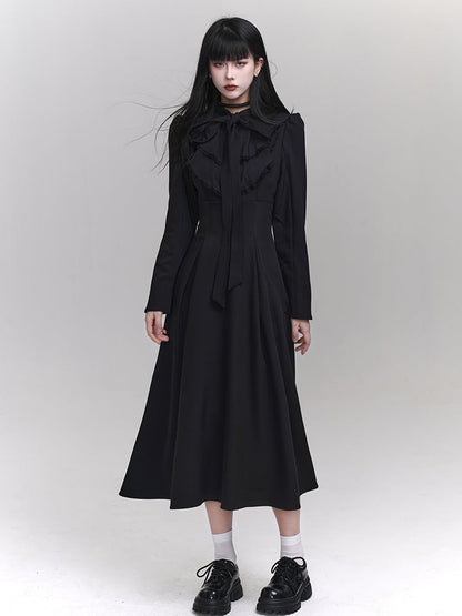 Gothic Black Jablt Collar High Waist Dress