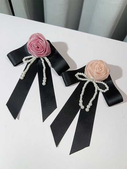 Purple/Pink/Black Rosette Design Brooch