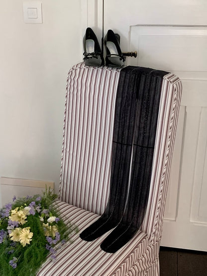 Black Cross Pattern Semi-sheer Tights