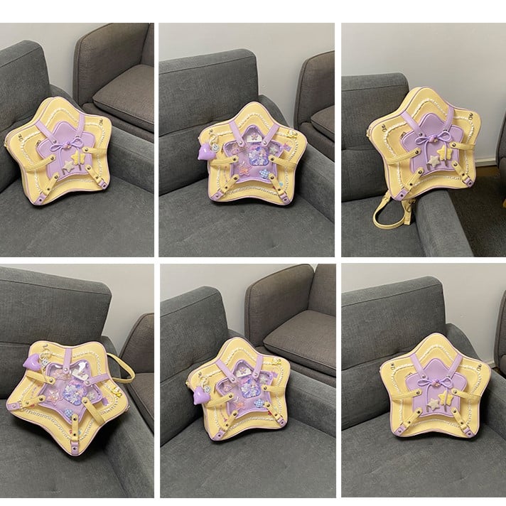 Yellow & Purple Starry 2-Way Ita Bag With Kawaii Style