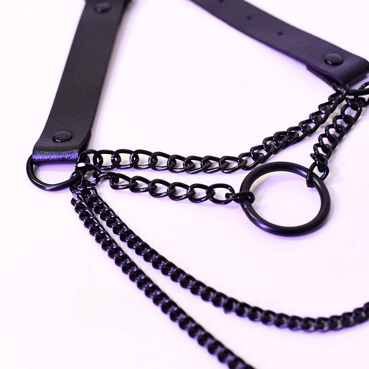 Black Cyberpunk Buckle Necklace + Silver Necklace