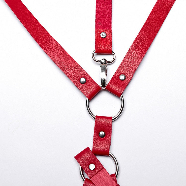 Red Punk PU Harness