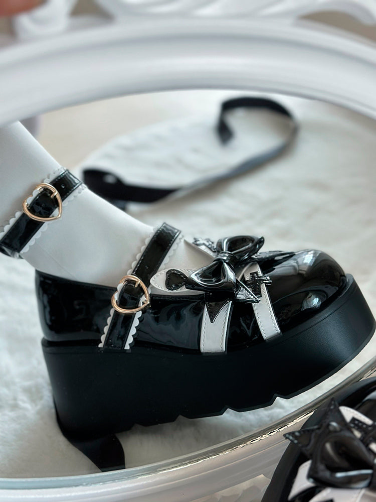 Black Bunny Ear Design Bowknot Sweet Lolita Platforms