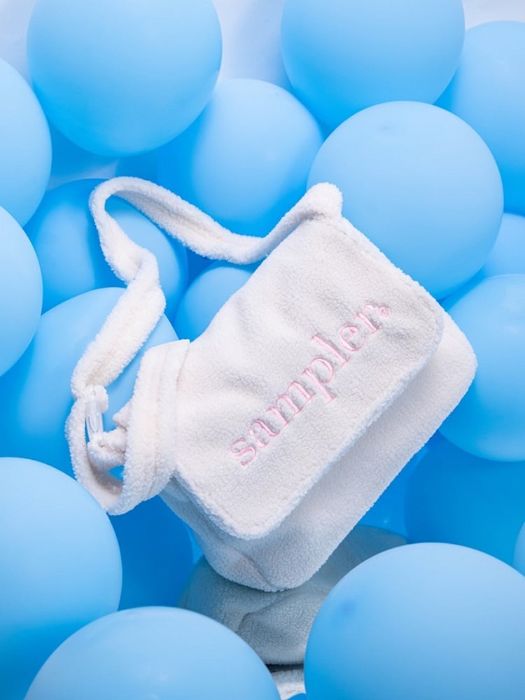 Bright White Letter Embroidered Fuzzy Tote Bag In Kawaii Style- Perfect For Fall And Winter