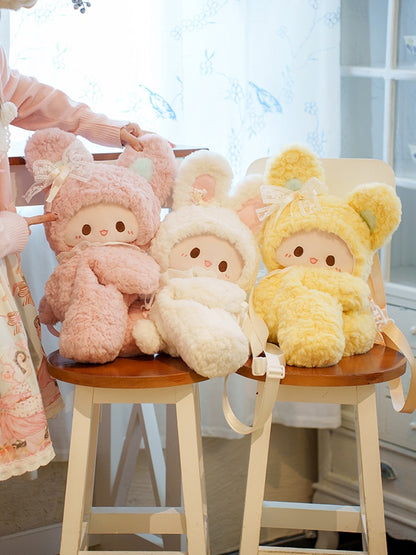 Yellow Rabbit-shaped Bowknot Plush Backpack Middle/Large Size